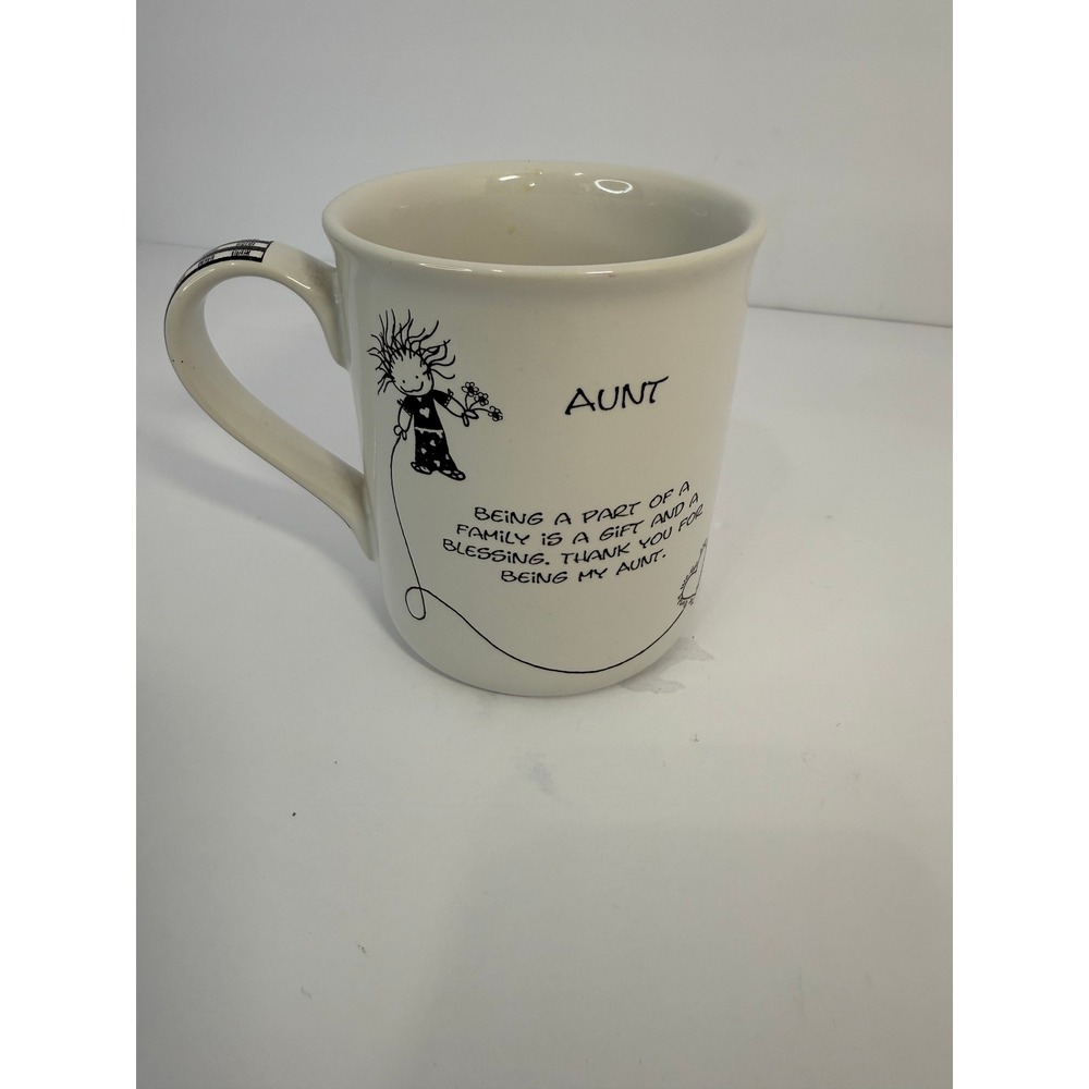 Enesco Children of the Inner Light Aunt Mug Marci Ceramic Coffee Cup White Black